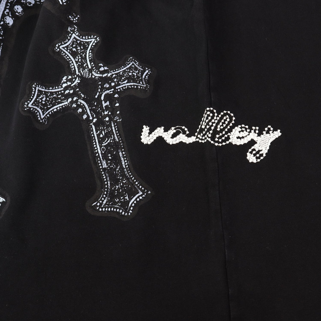 VALE USA Studded Cross Graphic T-Shirt