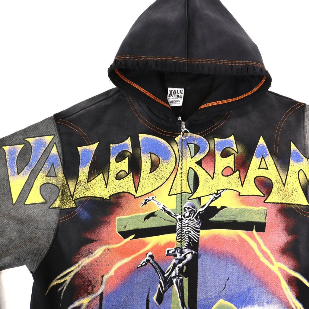 VALE USA Valley of the Damned Skeleton Graphic Zip Hoodie