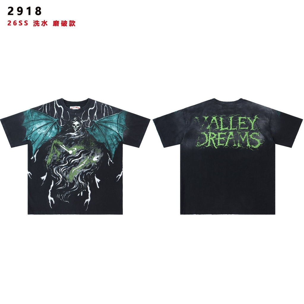 Valley Dreams Gothic Bat Skull Graphic T-Shirt