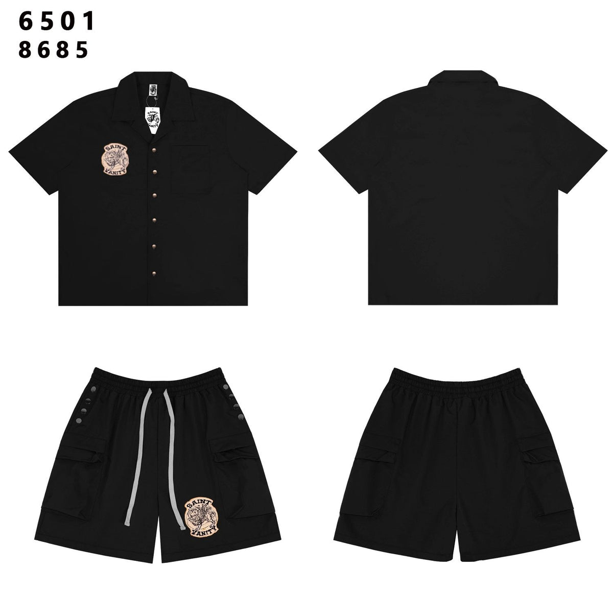 SAINT Tiger Patch Camp-Collar Shirt & Shorts Set