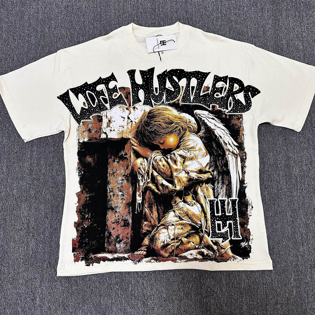 Life Hustlere Cream Front & Back Graphic T-Shirt