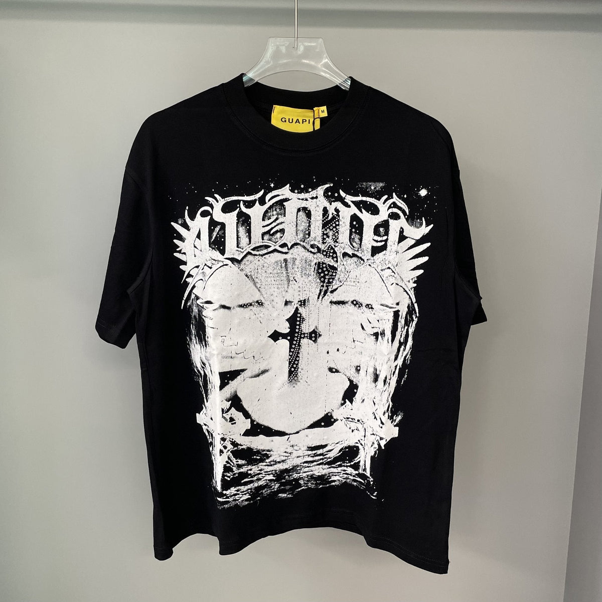GUAPI Distressed Rhinestone Graphic T-Shirt