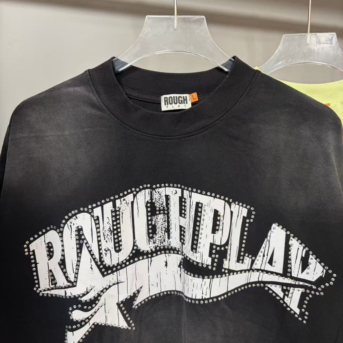 Rough Play Rhinestone Letter Graphic T-Shirt