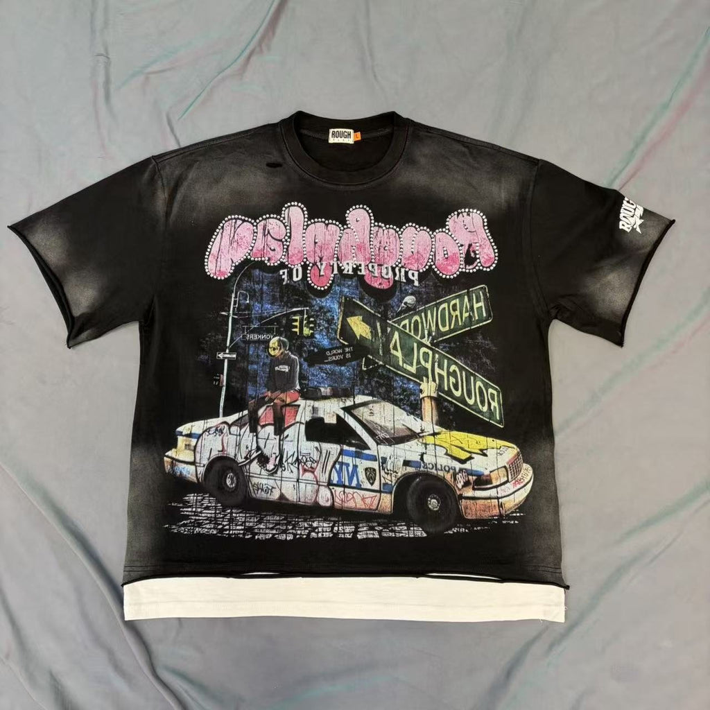 Rough Play Car & Road Sign Graphic T-Shirt