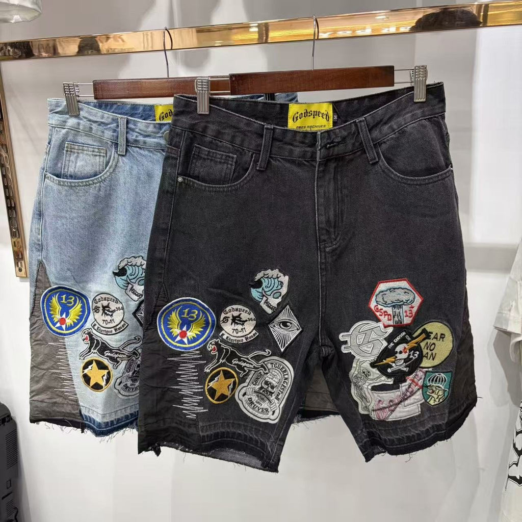 Godspeed Fear No One Patch Denim Shorts