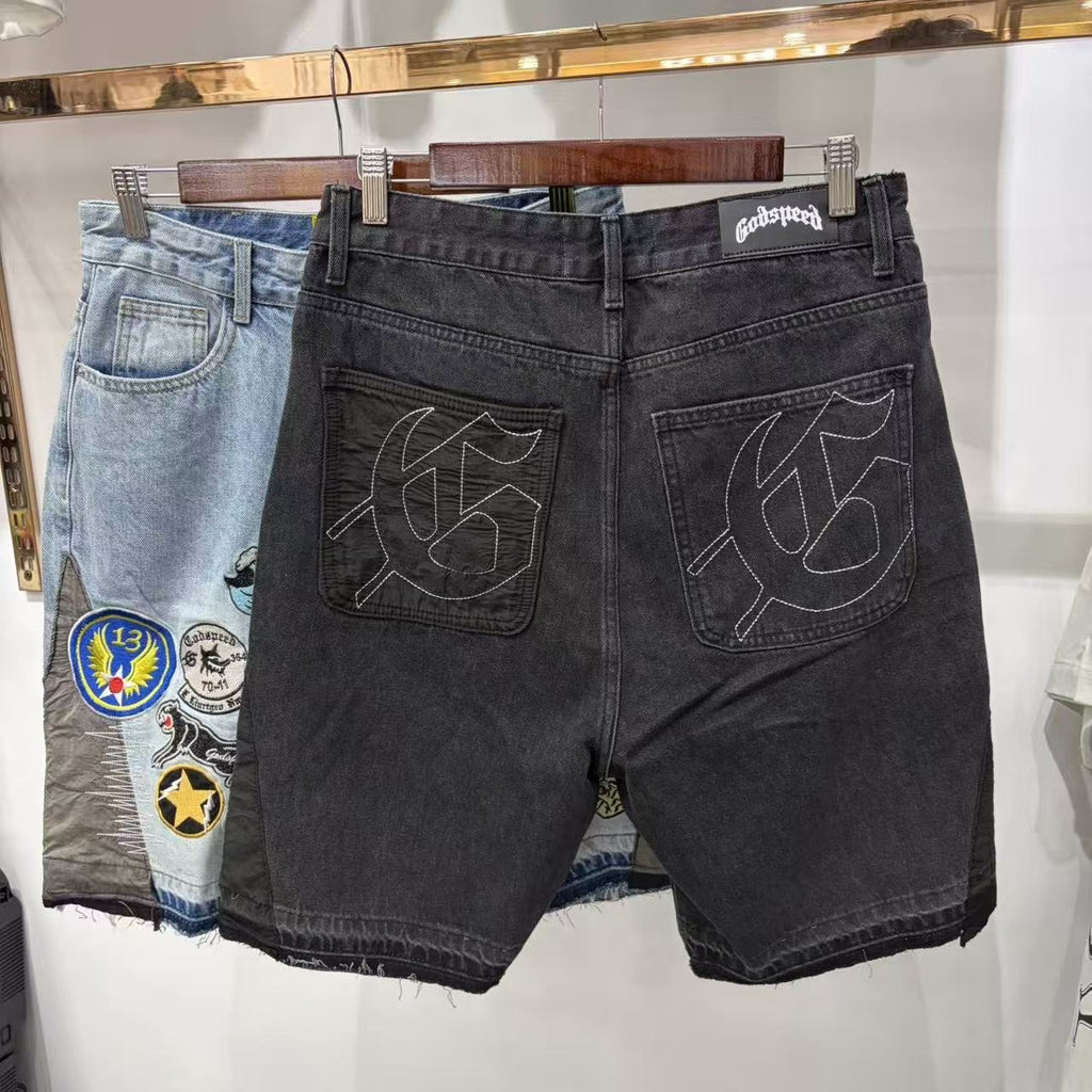 Godspeed Fear No One Patch Denim Shorts