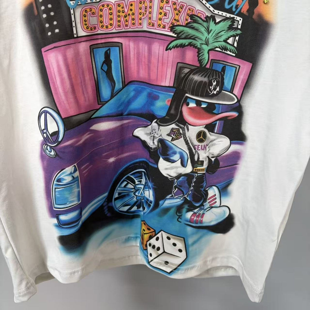 TRIPLE SEVENS Cream Rhinestone Graphic Short-Sleeve T-Shirt