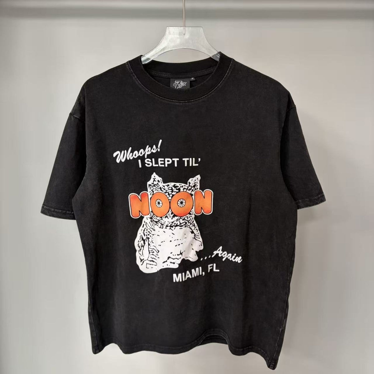 TRIPLE SEVENS Washed Black Front & Back Graphic T-Shirt
