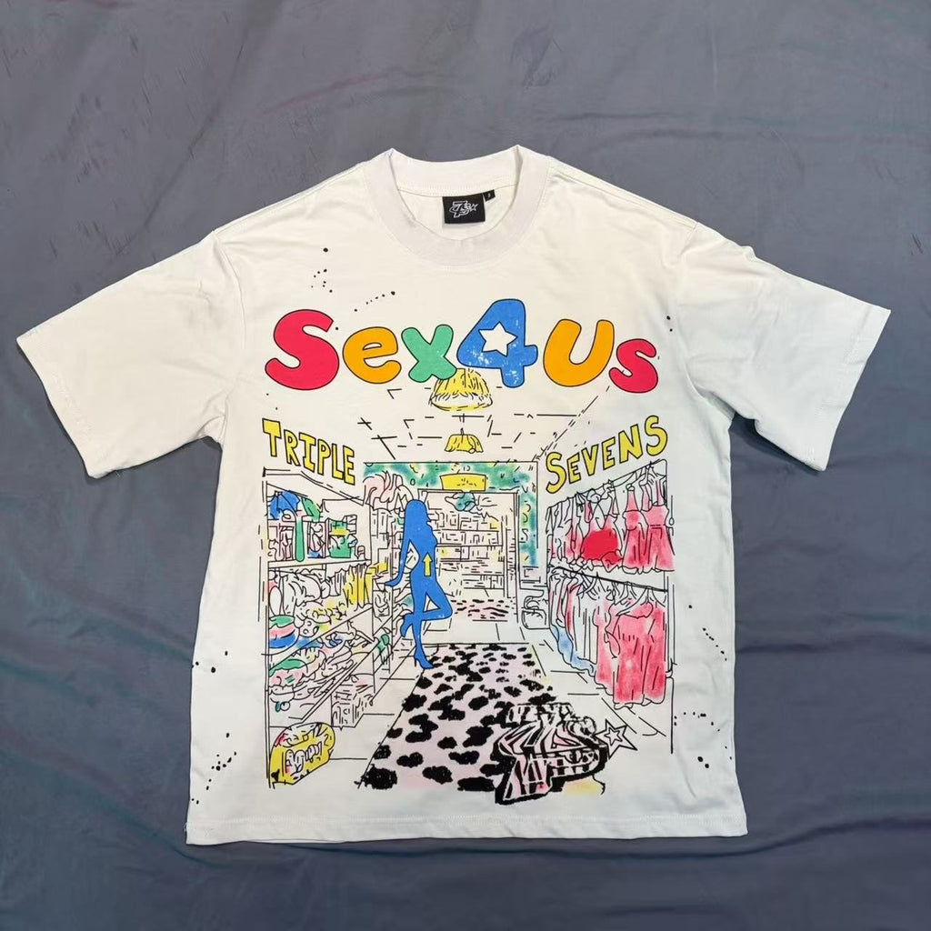 TRIPLE SEVENS Front & Back Graphic T-Shirt