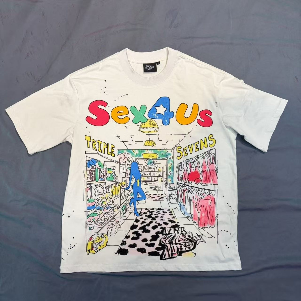 TRIPLE SEVENS Front & Back Graphic T-Shirt