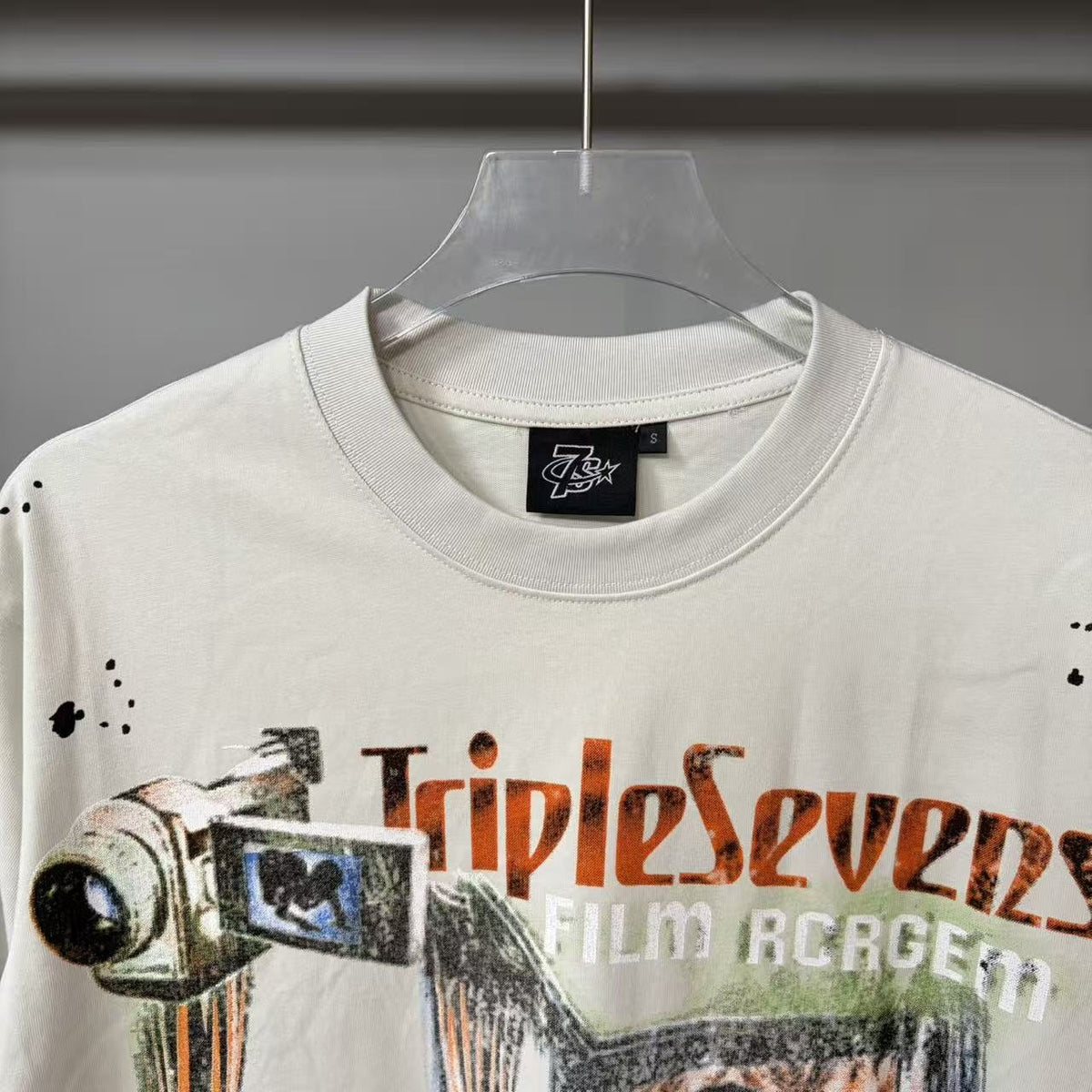 TRIPLE SEVENS Cream Front & Back Graphic T-Shirt