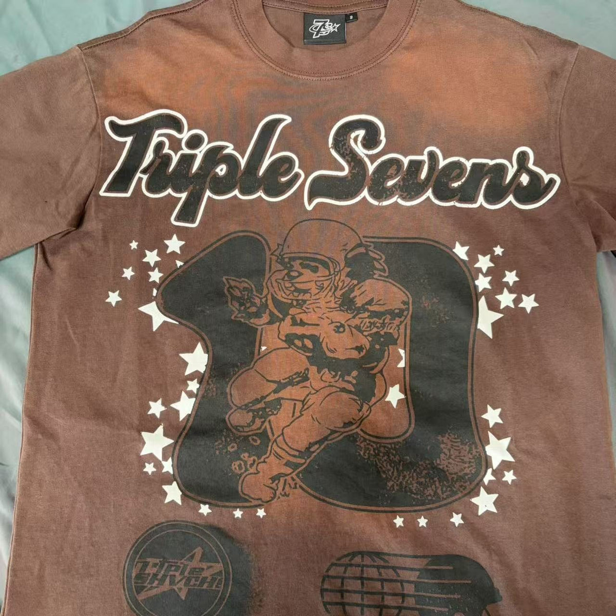 Triple Sevens Brown Front & Back Graphic T-Shirt