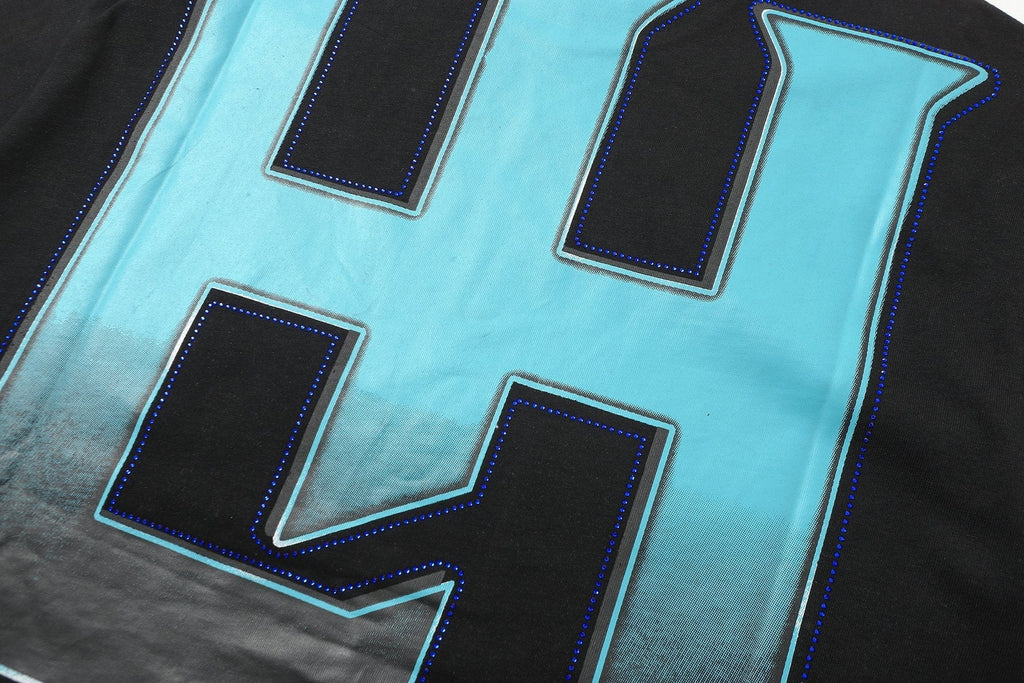 Life Hustlere Blue & White Graphic Black T-Shirt