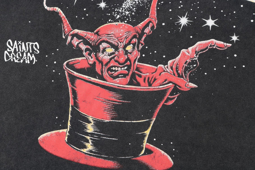 SAINT Washed Black Magician Devil Graphic T-Shirt