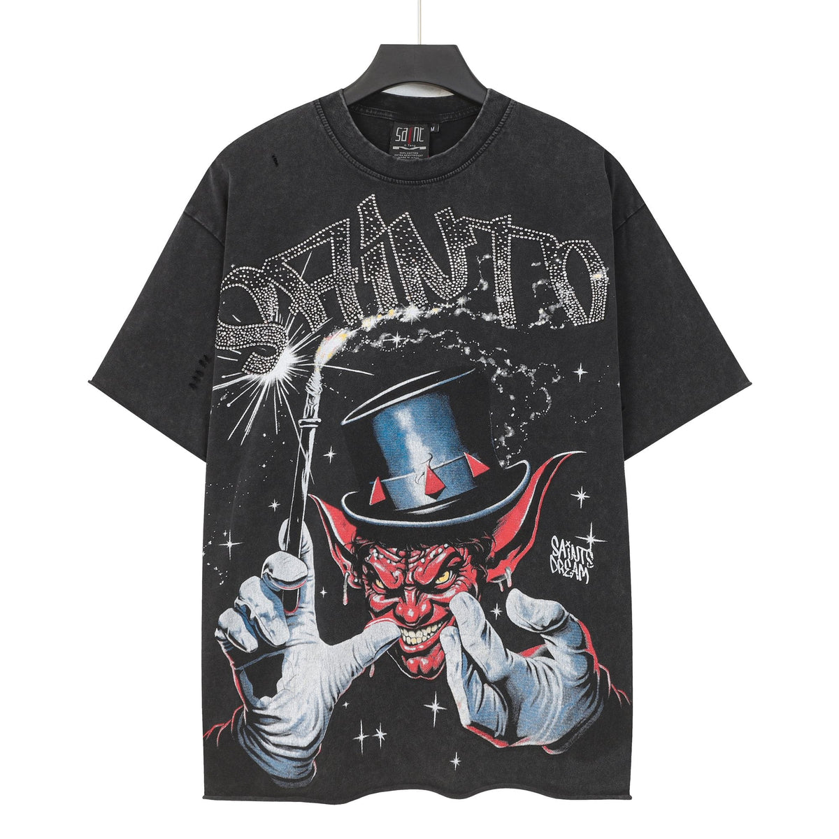 SAINT Washed Black Magician Devil Graphic T-Shirt