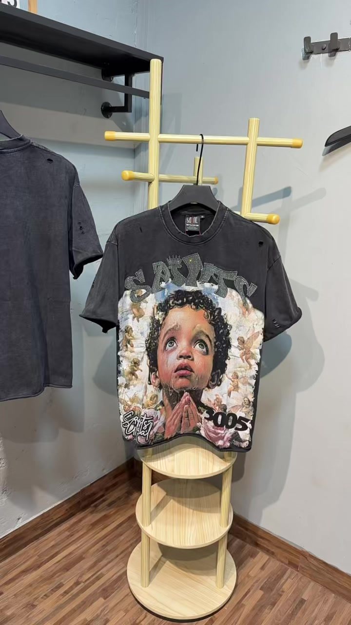 SAINT Washed Black Graphic T-Shirt
