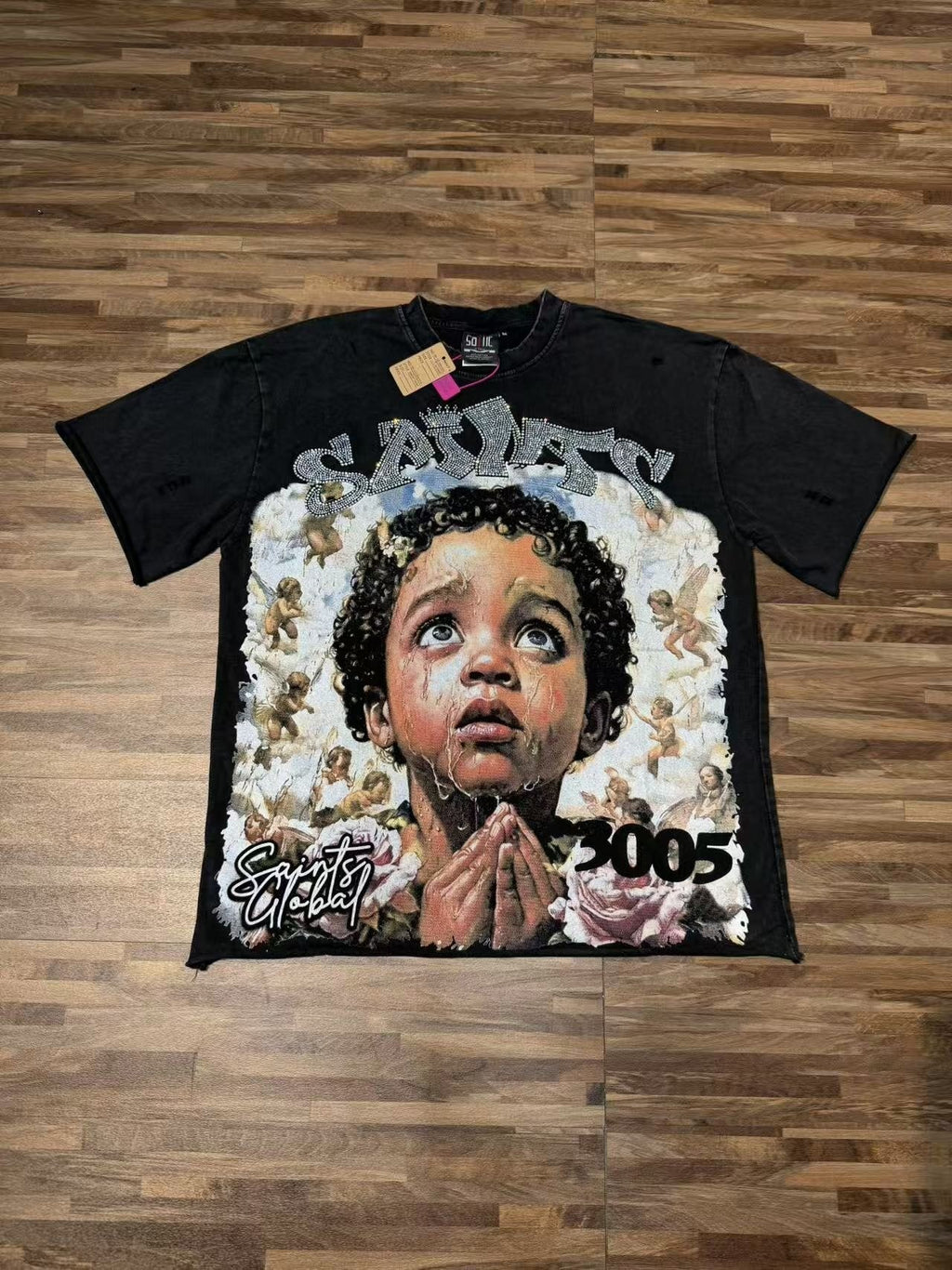 SAINT Washed Black Graphic T-Shirt