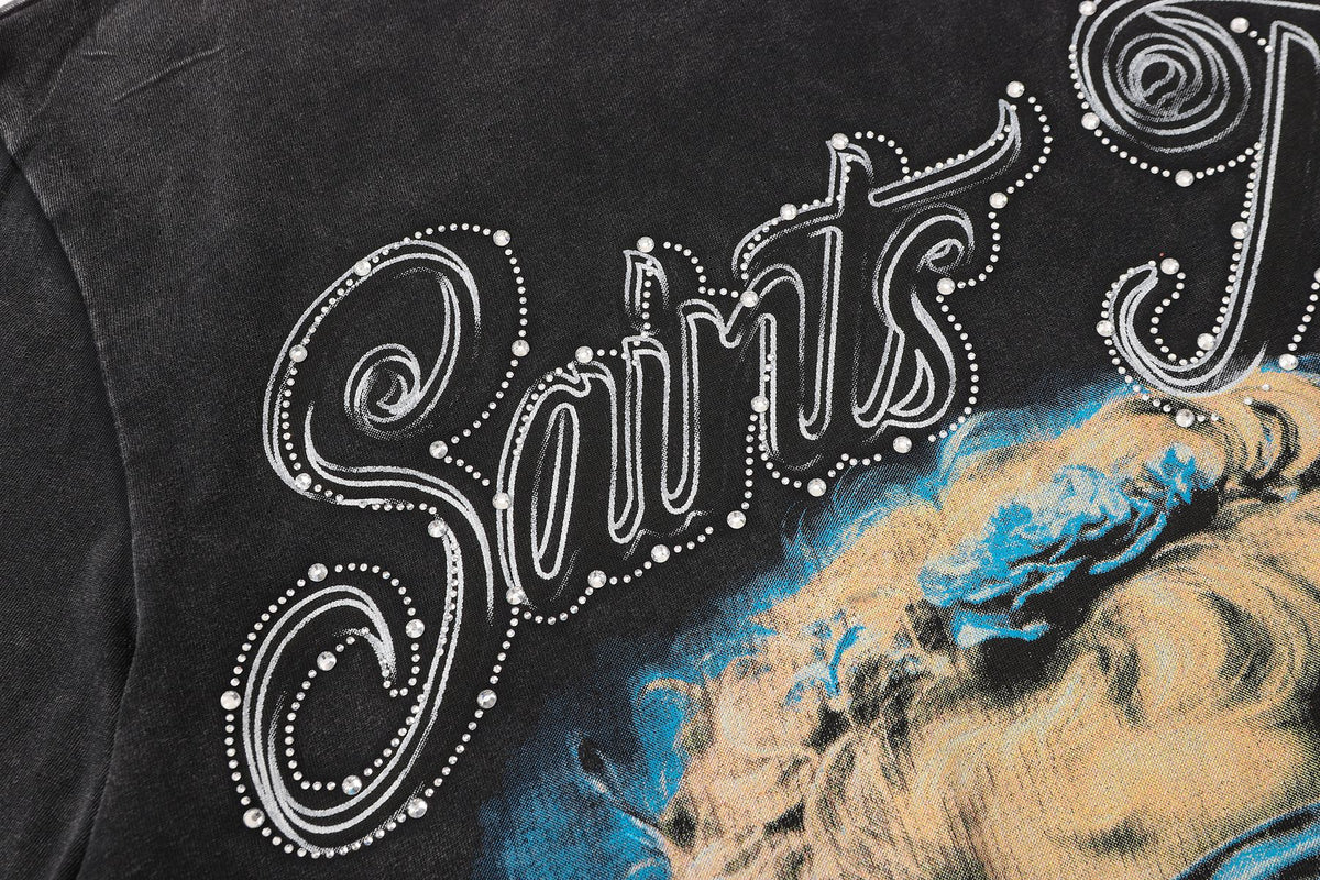 SAINT Angel Graphic Washed Black T-Shirt
