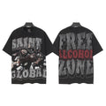 SAINT Free Alcohol Washed Black Graphic T-Shirt