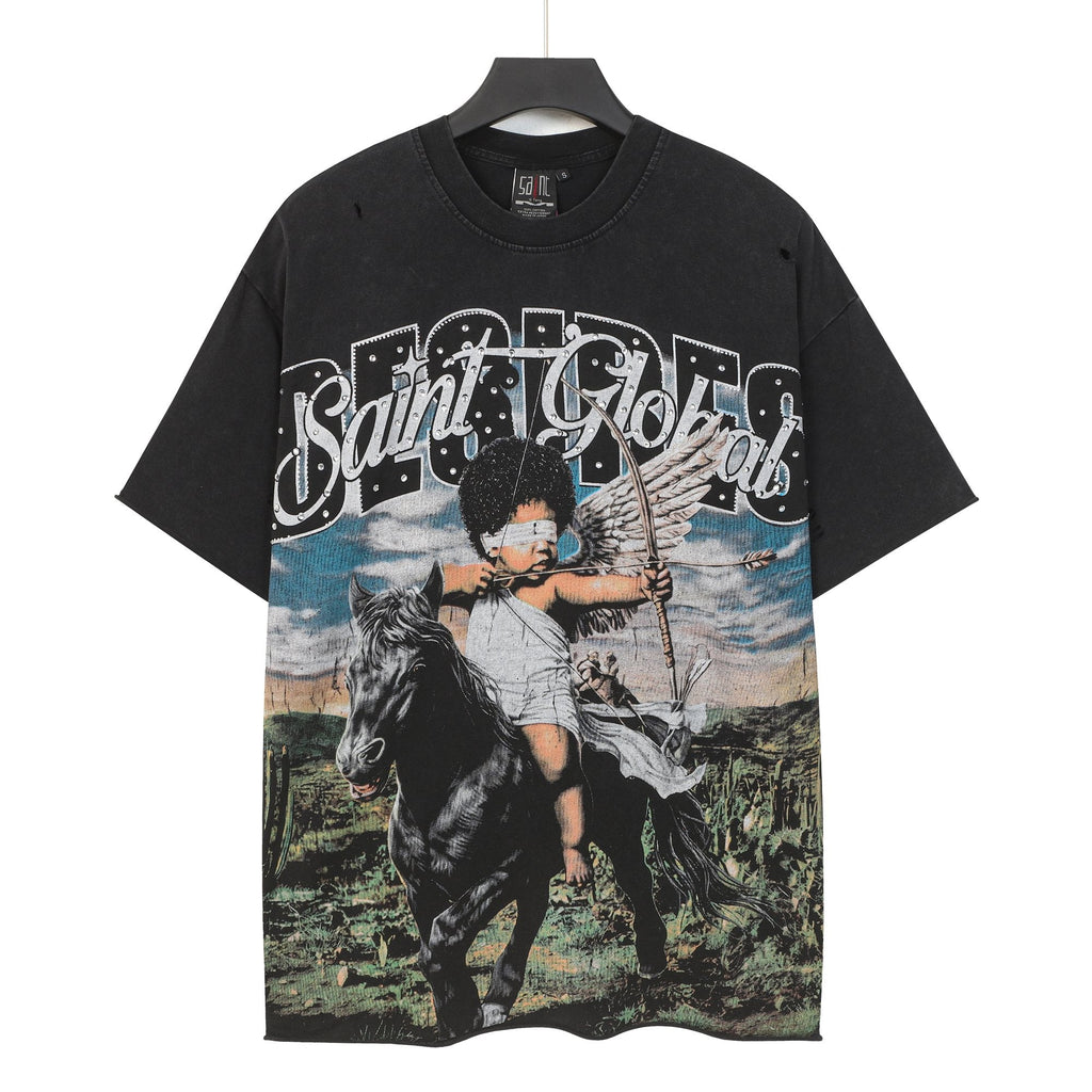 SAINT Rider & De Ores Graphic Washed Black T-Shirt