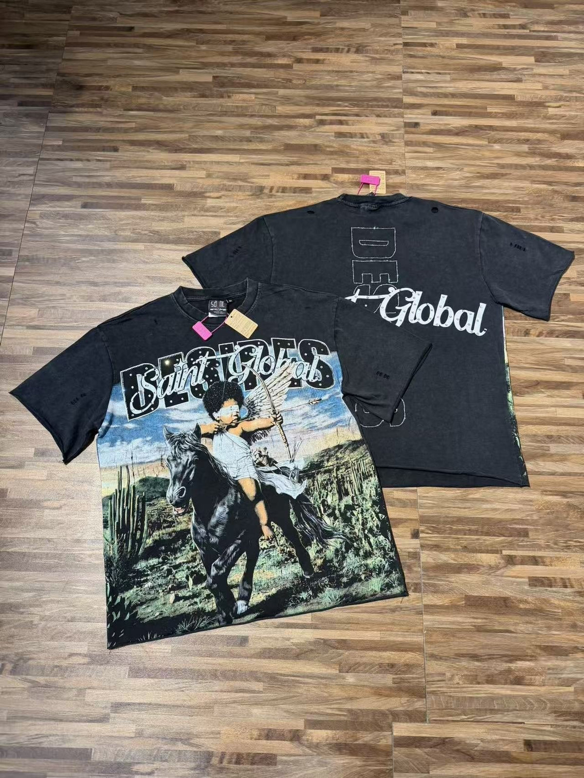 SAINT Rider & De Ores Graphic Washed Black T-Shirt