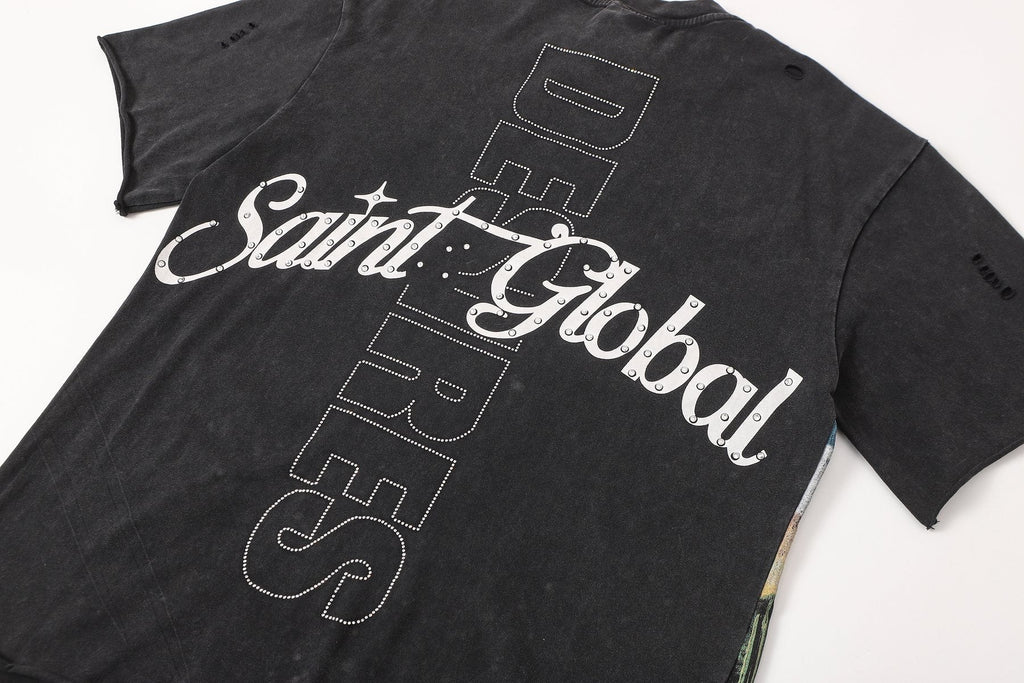 SAINT Rider & De Ores Graphic Washed Black T-Shirt