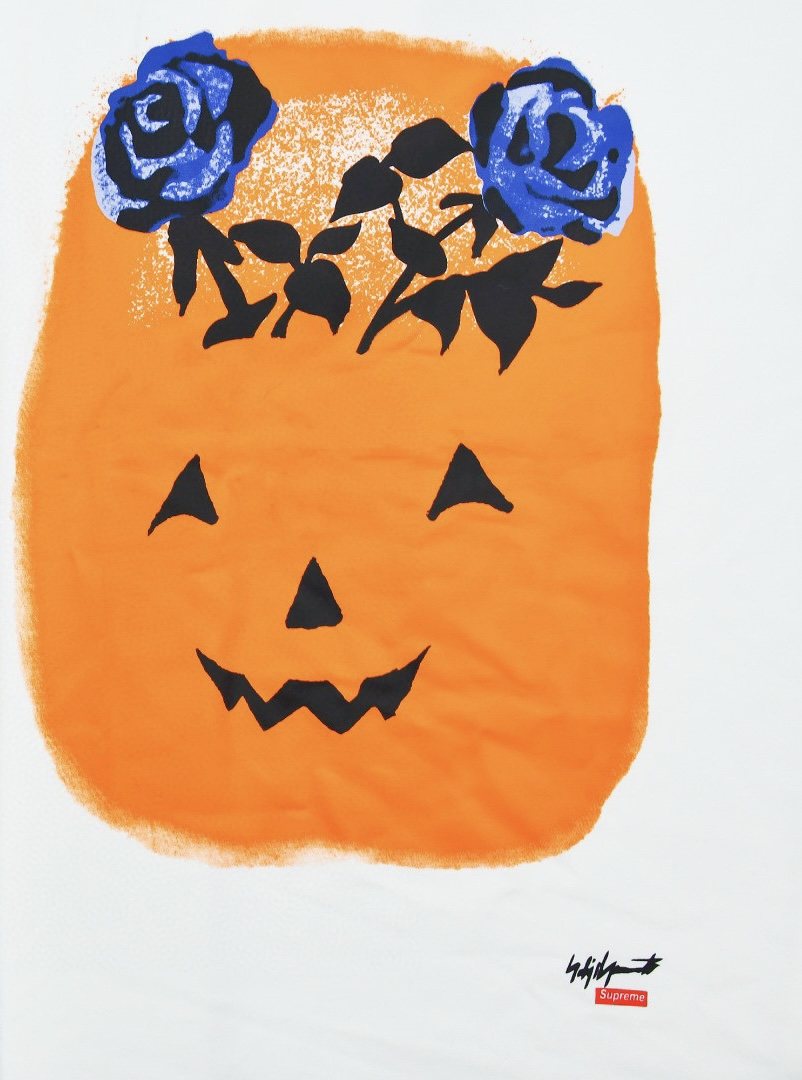 Supreme Pumpkin Face & Blue Rose Graphic T-Shirt