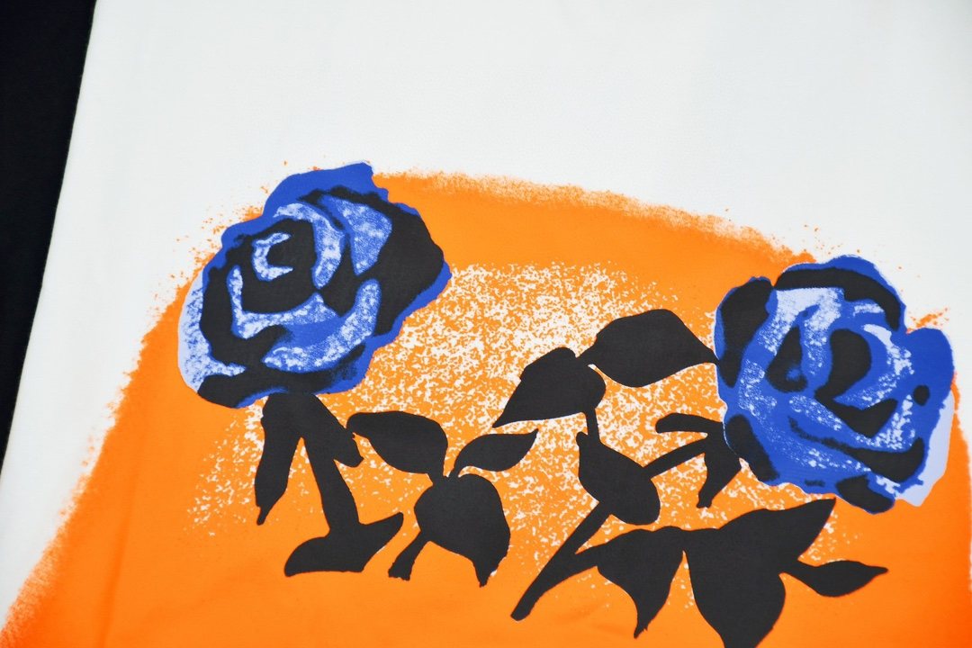 Supreme Pumpkin Face & Blue Rose Graphic T-Shirt