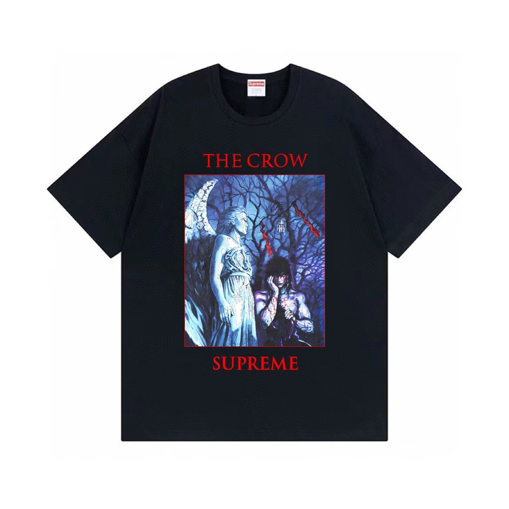 Supreme Crow Angel & Demon Graphic Short-Sleeve T-Shirt
