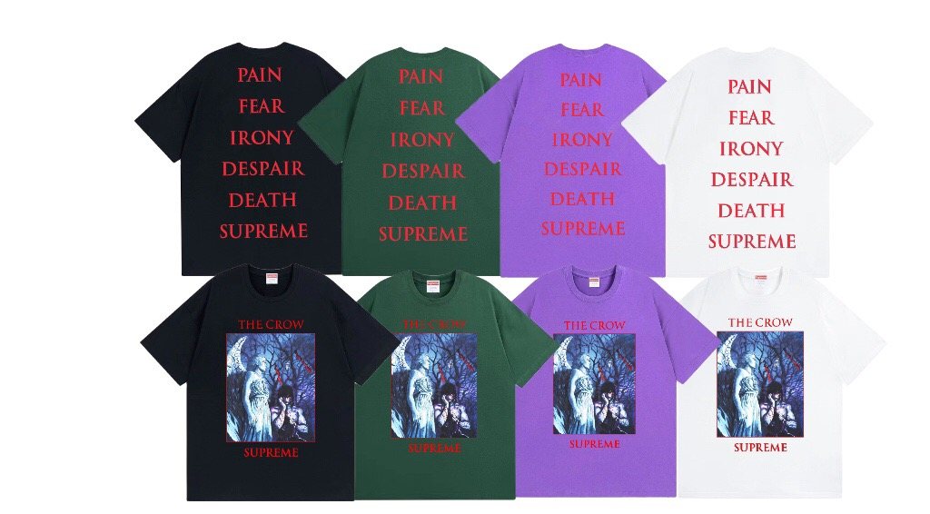 Supreme Crow Angel & Demon Graphic Short-Sleeve T-Shirt