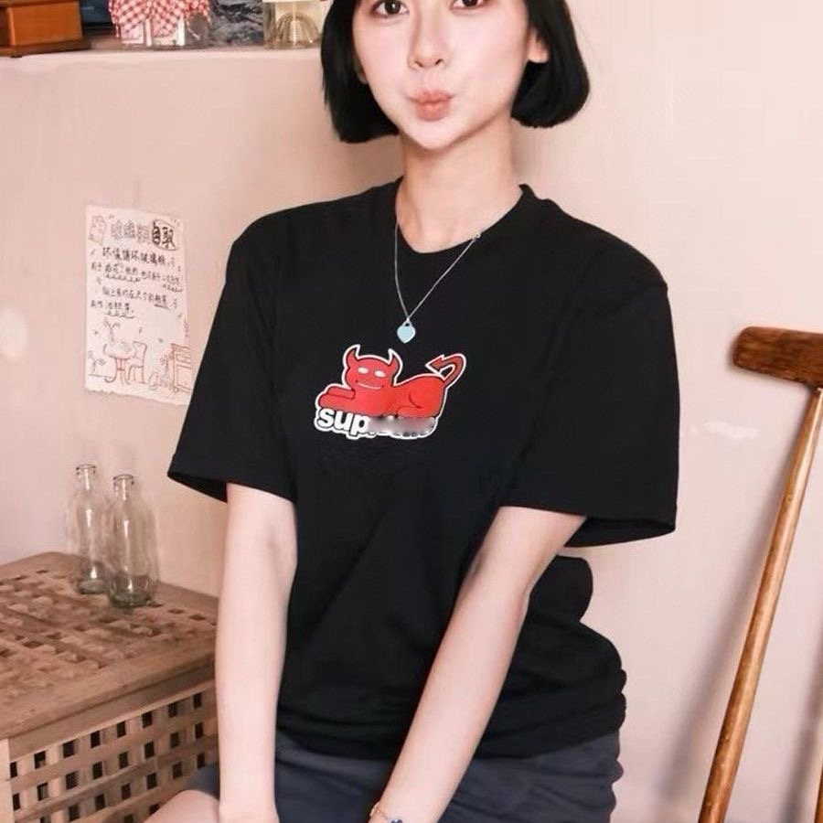 Supreme Devil Cat Graphic Short-Sleeve T-Shirt
