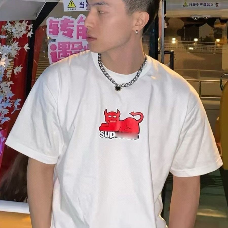 Supreme Devil Cat Graphic Short-Sleeve T-Shirt