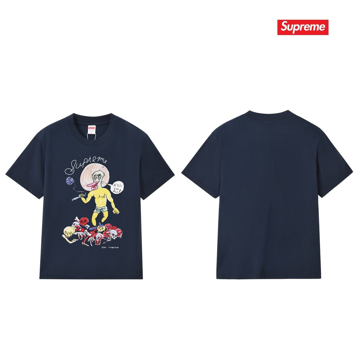 Supreme Cartoon Skull Graphic T-Shirt