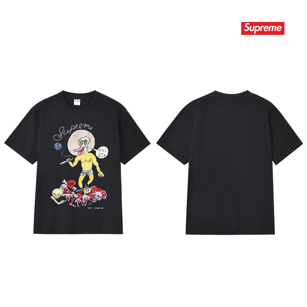 Supreme Cartoon Skull Graphic T-Shirt