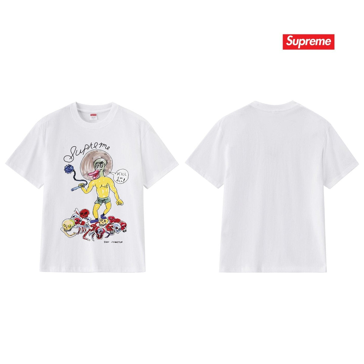 Supreme Cartoon Skull Graphic T-Shirt