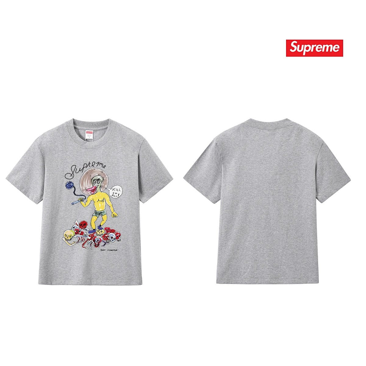 Supreme Cartoon Skull Graphic T-Shirt