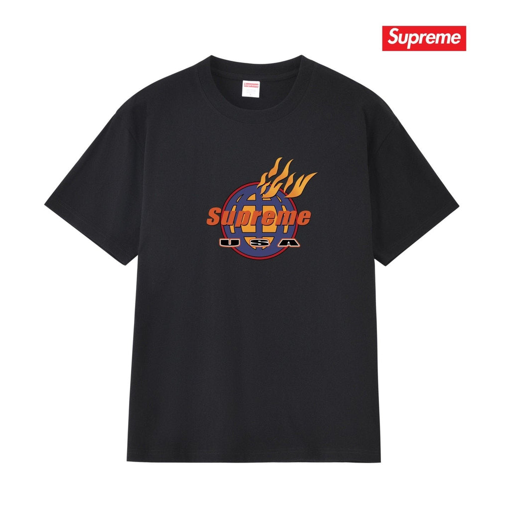 Supreme Flame Globe Graphic Short-Sleeve T-Shirt