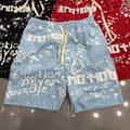 MIXED EMOTION Graffiti Paint Splatter Drawstring Shorts