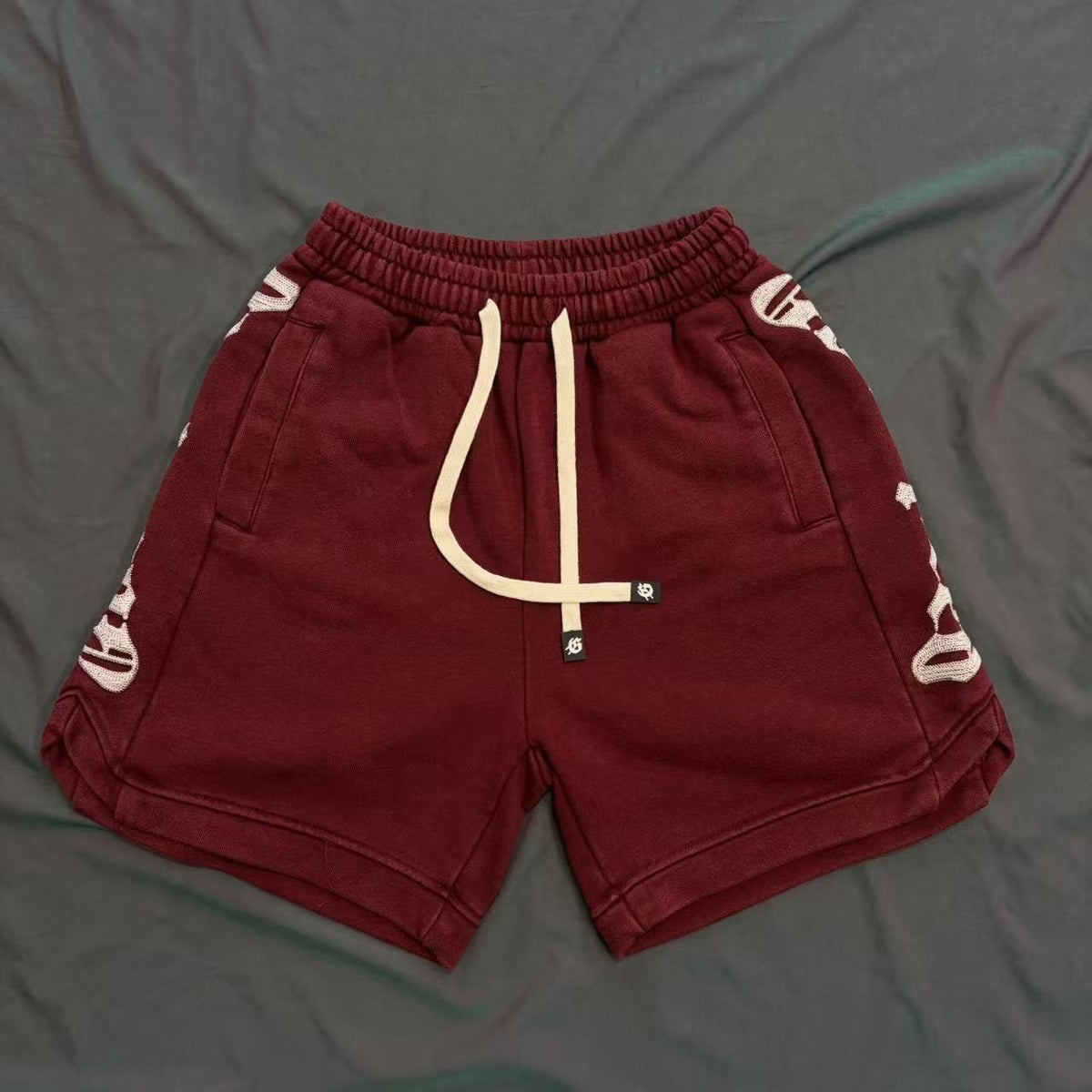 Godspeed Burgundy Side-Letter Graphic Shorts