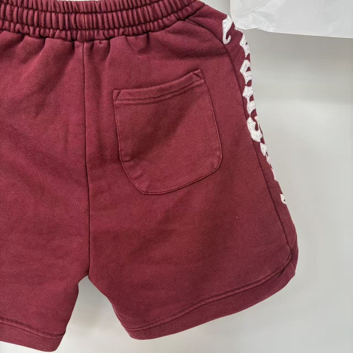Godspeed Burgundy Side-Letter Graphic Shorts