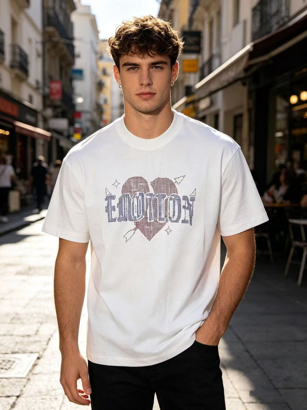 MIXED EMOTION Heart Graphic Short-Sleeve T-Shirt