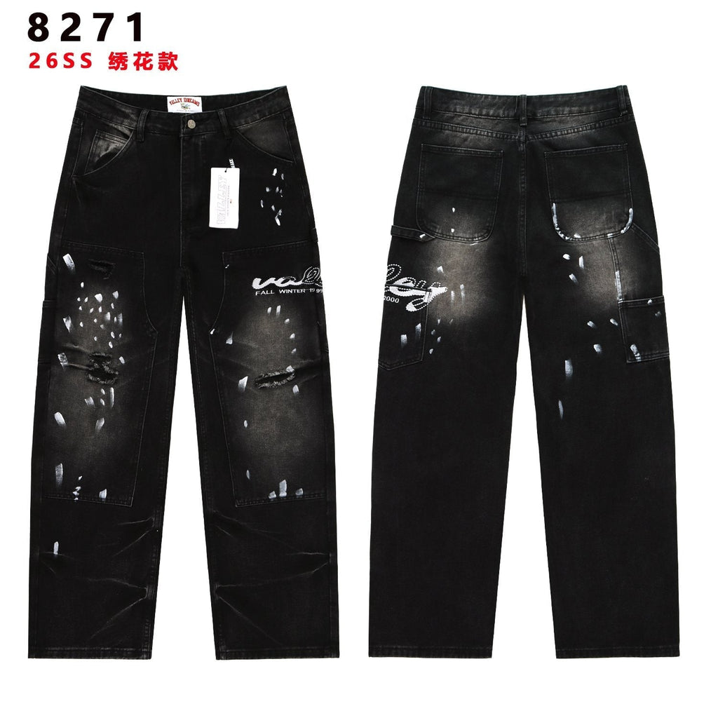 Valley Dreams Distressed Paint-Splatter Jeans
