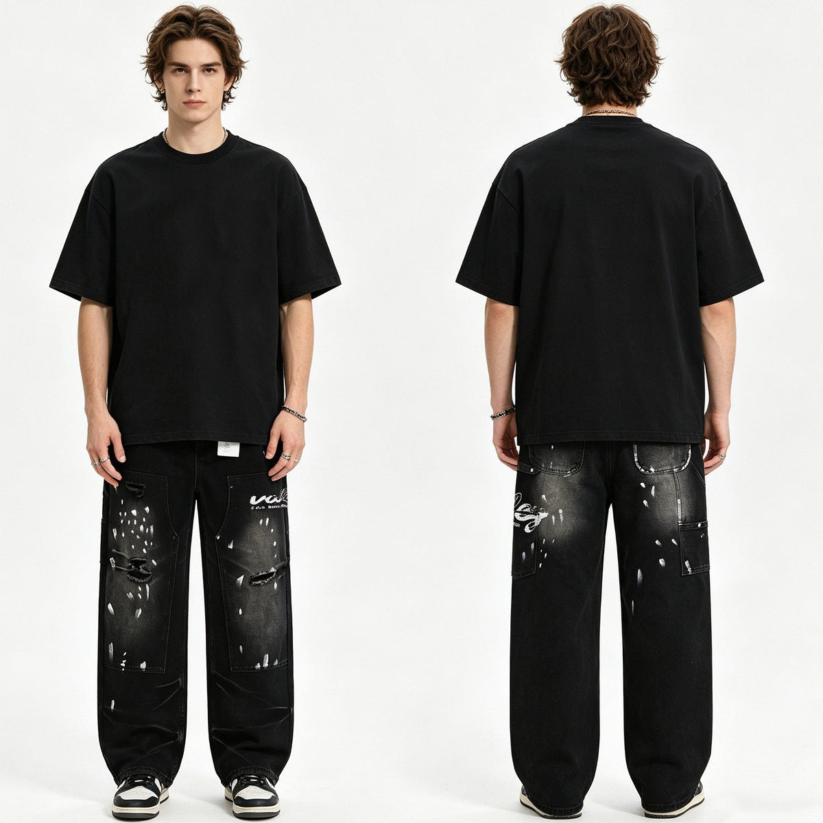 Valley Dreams Distressed Paint-Splatter Jeans