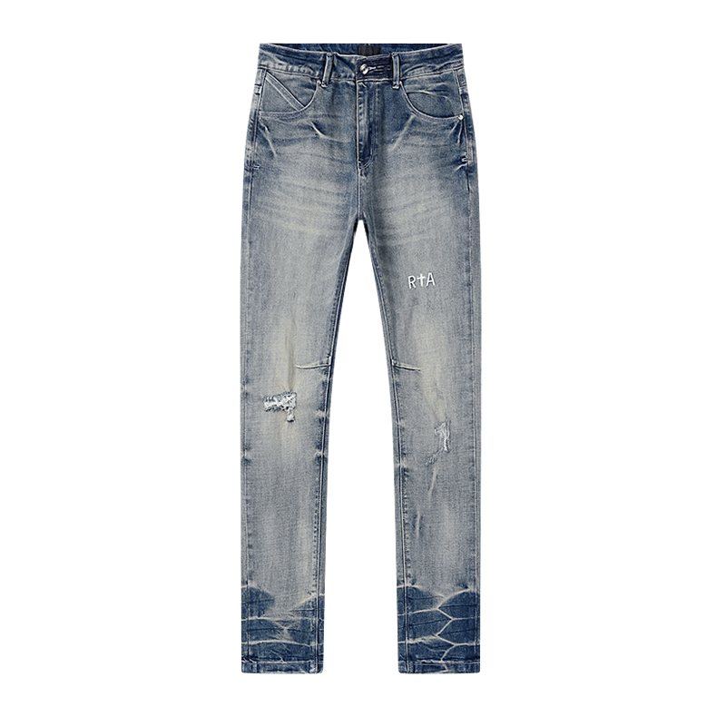 R+A Distressed Washed Blue Jeans