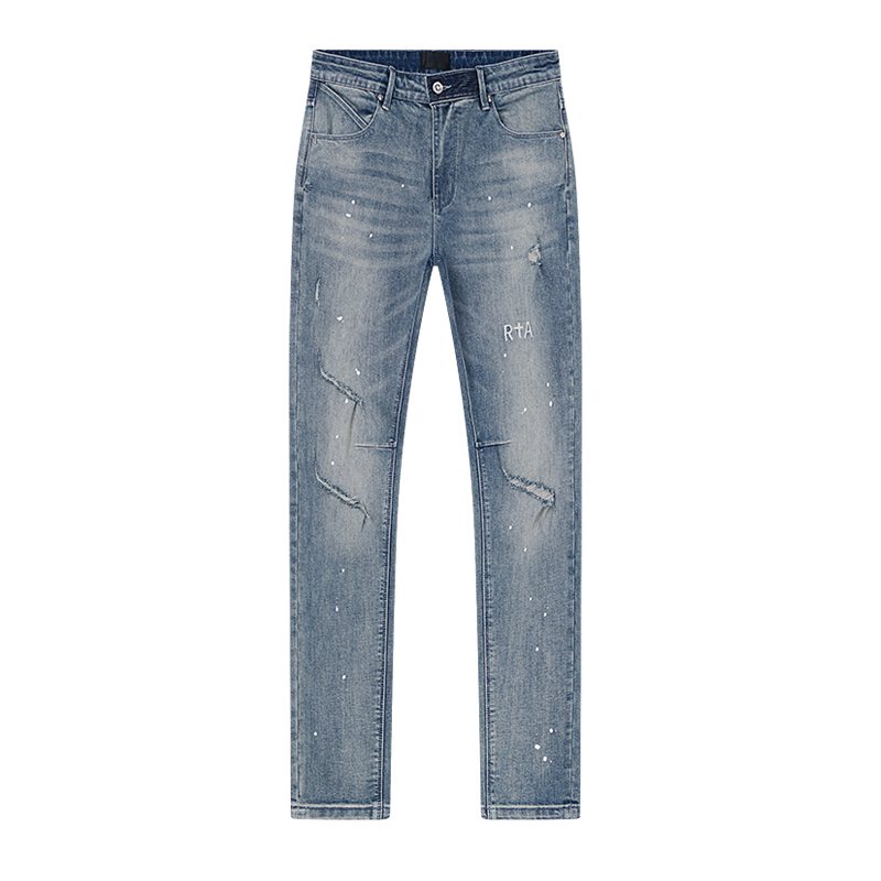 R+A Light Blue Paint Splatter Jeans
