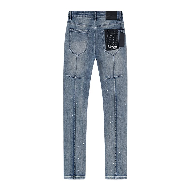 R+A Light Blue Paint Splatter Jeans