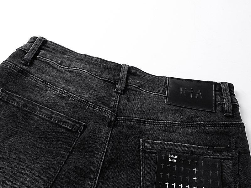 R+A Washed Distressed Black Jeans