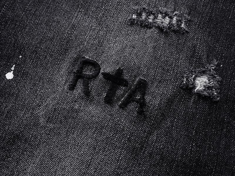 R+A Black Washed Distressed Skinny Jeans
