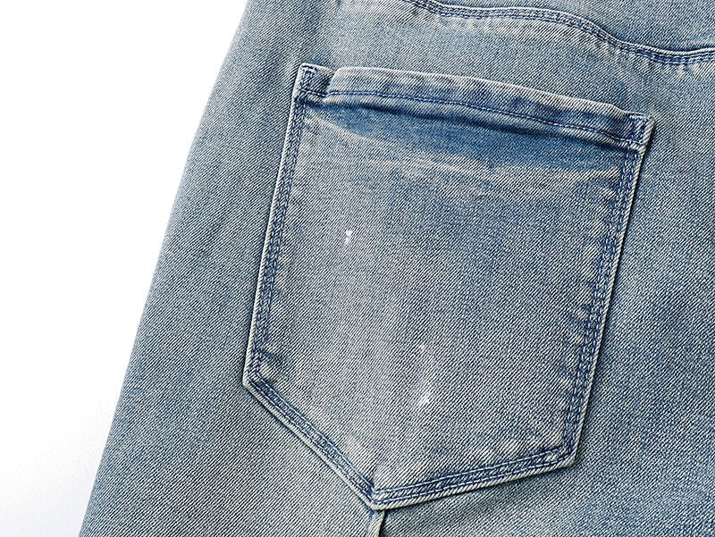 R+A Light Blue Paint-Splatter Distressed Jeans