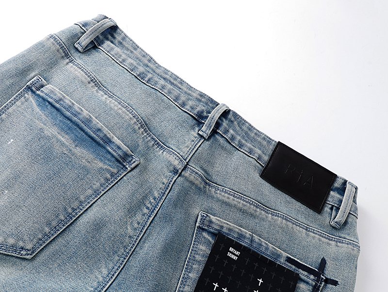 R+A Light Blue Paint-Splatter Distressed Jeans